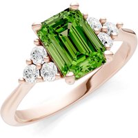 Peridot and Diamond Antique Inspired Design Ring in 9ct Rose Gold