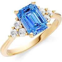 Swiss Blue Topaz and Diamond Antique Inspired Design Ring in 9ct Gold