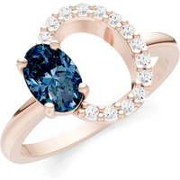 Alexandrite and Diamond Circle with Oval Gemstone Ring in 9ct Rose Gold
