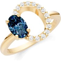 Alexandrite and Diamond Circle with Oval Gemstone Ring in 18ct Gold