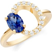Sapphire and Diamond Circle with Oval Gemstone Ring in 18ct Gold