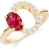 Ruby and Diamond Circle with Oval Gemstone Ring in 18ct Gold