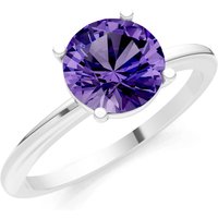 Amethyst 4 Prong Solitaire Ring in 18ct White Gold