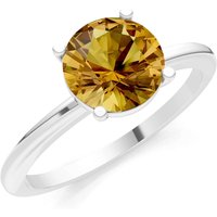 Citrine 4 Prong Solitaire Ring in 9ct White Gold