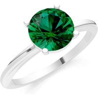 Emerald 4 Prong Solitaire Ring in 18ct White Gold
