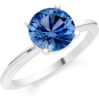 London Blue Topaz 4 Prong Solitaire Ring in 18ct White Gold