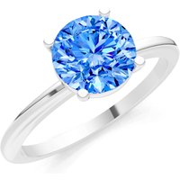 Swiss Blue Topaz 4 Prong Solitaire Ring in 18ct White Gold
