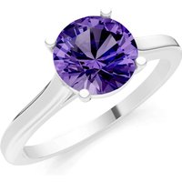 Amethyst 4 Prong Basket Classic Solitaire Ring in 18ct White Gold