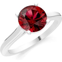 Garnet 4 Prong Basket Classic Solitaire Ring in 18ct White Gold