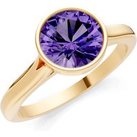 Amethyst Round Bezel Set Solitaire Ring in 18ct Gold