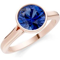 Sapphire Round Bezel Set Solitaire Ring in 9ct Rose Gold