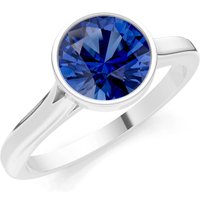 Sapphire Round Bezel Set Solitaire Ring in 18ct White Gold