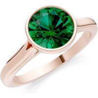 Emerald Round Bezel Set Solitaire Ring in 9ct Rose Gold