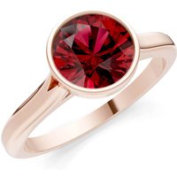 Garnet Round Bezel Set Solitaire Ring in 9ct Rose Gold