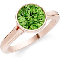 Peridot Round Bezel Set Solitaire Ring in 9ct Rose Gold