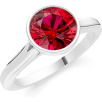 Ruby Round Bezel Set Solitaire Ring in 9ct White Gold