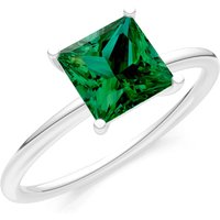 Emerald 4 Prong Classic Solitaire Ring in 18ct White Gold