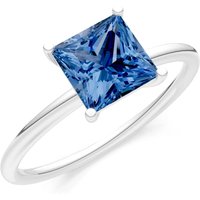 London Blue Topaz 4 Prong Classic Solitaire Ring in 9ct White Gold