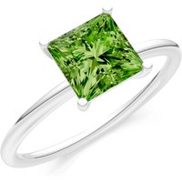 Peridot 4 Prong Classic Solitaire Ring in 18ct White Gold
