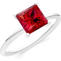 Ruby 4 Prong Classic Solitaire Ring in 18ct White Gold