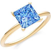 Swiss Blue Topaz 4 Prong Classic Solitaire Ring in 9ct Gold