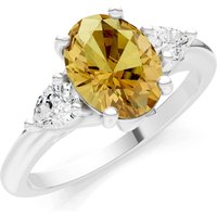 Citrine and Diamond Trellis Three Stone Oval and Pear Ring in 18ct White Gold