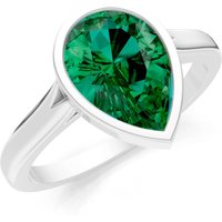 Emerald Bezel Set Solitaire Ring in 18ct White Gold