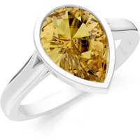 Citrine Bezel Set Solitaire Ring in 9ct White Gold