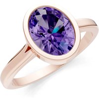Amethyst Oval Shape Bezel Set Solitaire Ring in 9ct Rose Gold