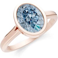 Aquamarine Oval Shape Bezel Set Solitaire Ring in 9ct Rose Gold