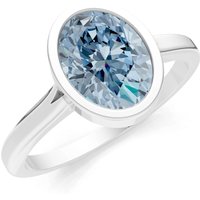 Aquamarine Oval Shape Bezel Set Solitaire Ring in 18ct White Gold