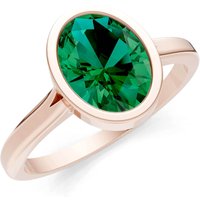 Emerald Oval Shape Bezel Set Solitaire Ring in 9ct Rose Gold