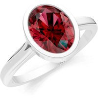 Garnet Oval Shape Bezel Set Solitaire Ring in 18ct White Gold