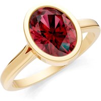 Garnet Oval Shape Bezel Set Solitaire Ring in 18ct Gold