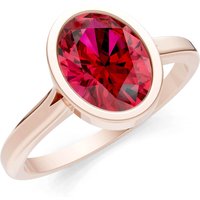 Ruby Oval Shape Bezel Set Solitaire Ring in 9ct Rose Gold