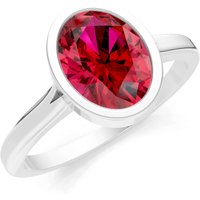 Ruby Oval Shape Bezel Set Solitaire Ring in 18ct White Gold