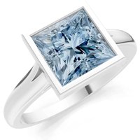 Aquamarine Bezel Solitaire Ring in 18ct White Gold