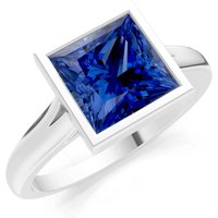 Sapphire Bezel Solitaire Ring in 18ct White Gold