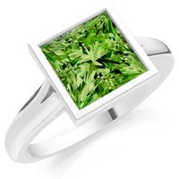 Peridot Bezel Solitaire Ring in 18ct White Gold