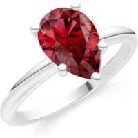 Garnet 5 Prong Solitaire Ring in 18ct White Gold