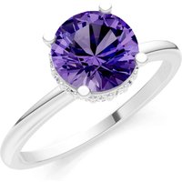 Amethyst and Diamond Hidden Double Halo Ring in 18ct White Gold