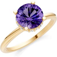 Amethyst and Diamond Hidden Double Halo Ring in 18ct Gold