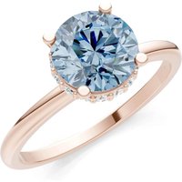 Aquamarine and Diamond Hidden Double Halo Ring in 9ct Rose Gold