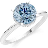 Aquamarine and Diamond Hidden Double Halo Ring in 18ct White Gold
