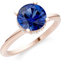 Sapphire and Diamond Hidden Double Halo Ring in 9ct Rose Gold