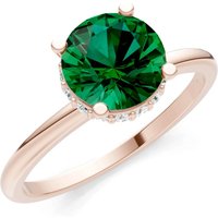 Emerald and Diamond Hidden Double Halo Ring in 9ct Rose Gold