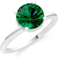Emerald and Diamond Hidden Double Halo Ring in 9ct White Gold