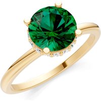 Emerald and Diamond Hidden Double Halo Ring in 9ct Gold