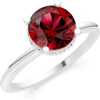 Garnet and Diamond Hidden Double Halo Ring in 18ct White Gold