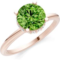 Peridot and Diamond Hidden Double Halo Ring in 9ct Rose Gold